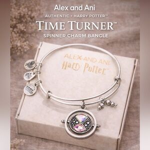 Alex and Ani Harry Potter Time Turner Spinner Charm Bangle Rafaelian Silver NWT